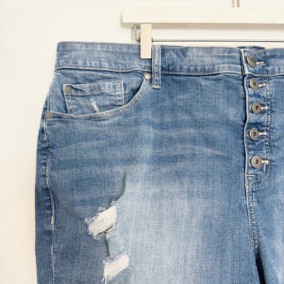 Torrid Denim Vintage Stretch High Rise Jean Shorts Distressed Blue Plus Size 24 - Picture 5 of 11